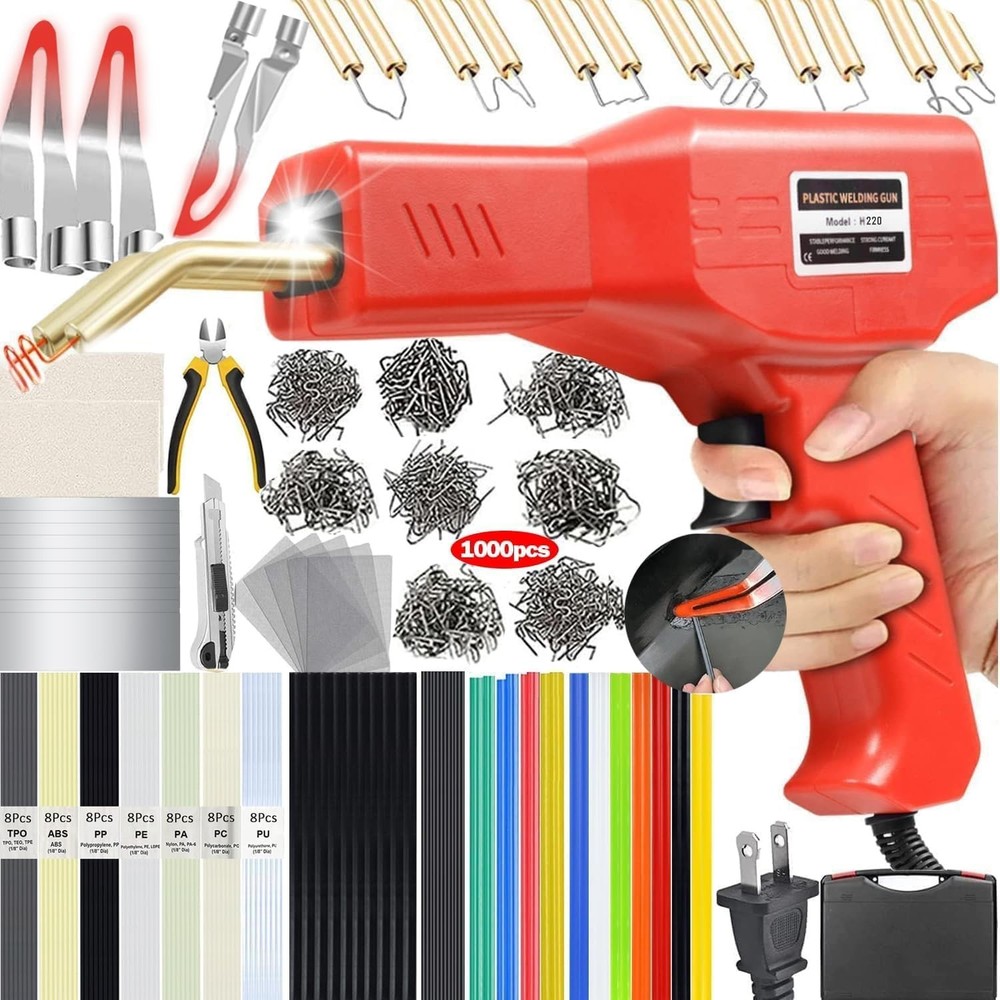 Efficient Plastic Welding Kit with 1000PCS Staples & Overheat Protection
