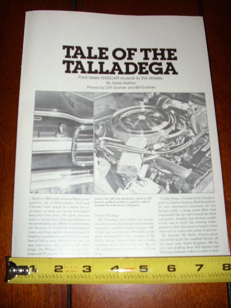 1969 FORD TORINO TALLADEGA - ORIGINAL 1985 ARTICLE