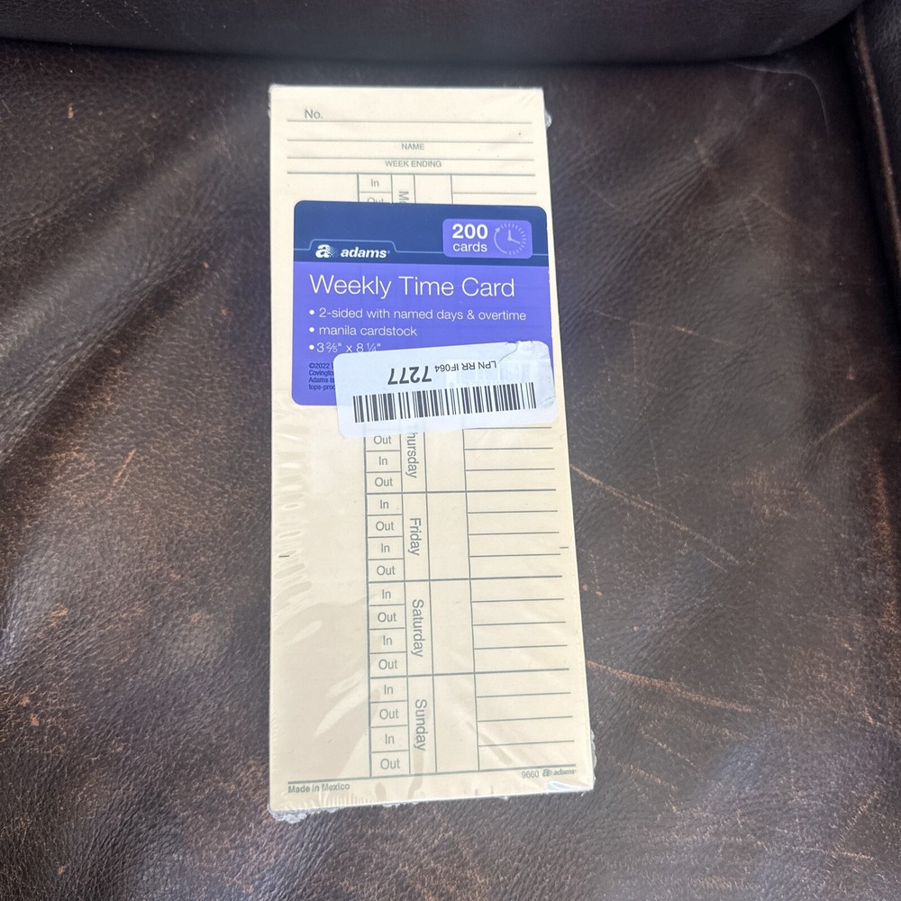 Time Cards, Weekly, 2-Sided, Overtime Format, Manila, 200-Count New