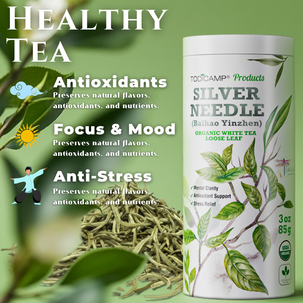 TODICAMP White Tea Organic Silver Needle Tea - 3 Oz