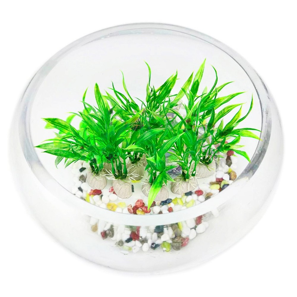 COMSUN 10 Pack Artificial Aquarium Plants, 4 inch Approximate Height, Green