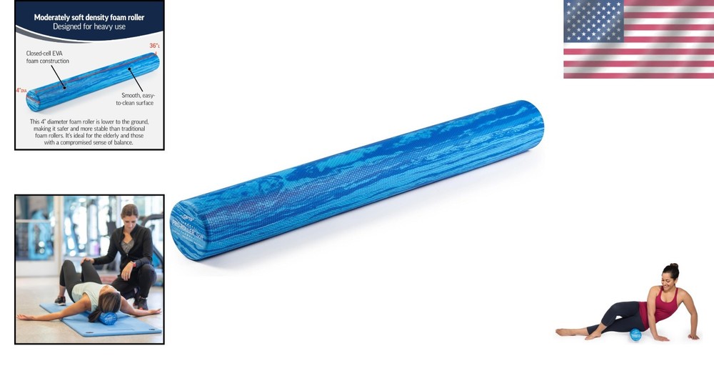 Soft Foam Roller for Physical Therapy - Blue 36" x 4"