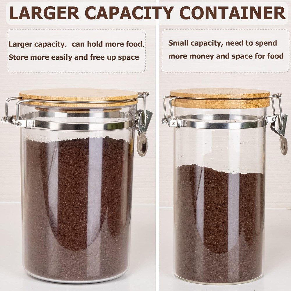 Coffee Container Ground Coffee,2×58OZ Storage Containers W/ Shelf &