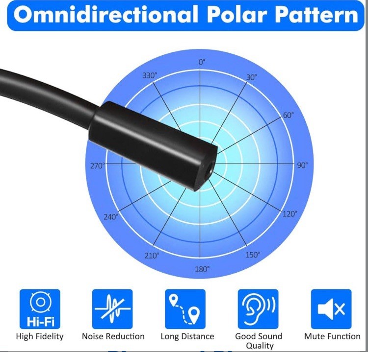USB Microphone for Computer, Plug & Play with Built-in LED Light, Mute Button