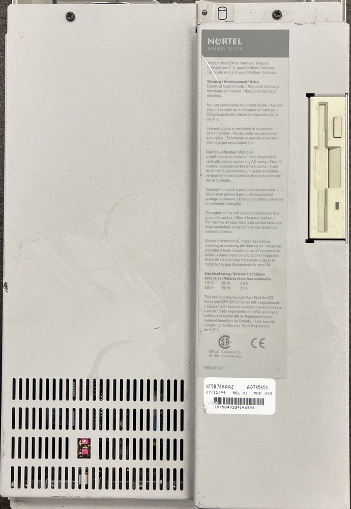 NT5B74AAAZ Telecom Modulator Telephone System Network w/ 3.5" Disk Drive AS IS