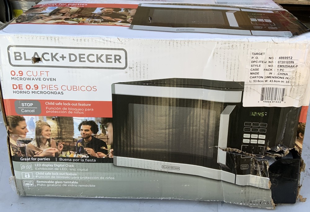‎ 🍏 BLACK+DECKER 0.9 cu ft 900W Microwave Oven - Open Box 🆕