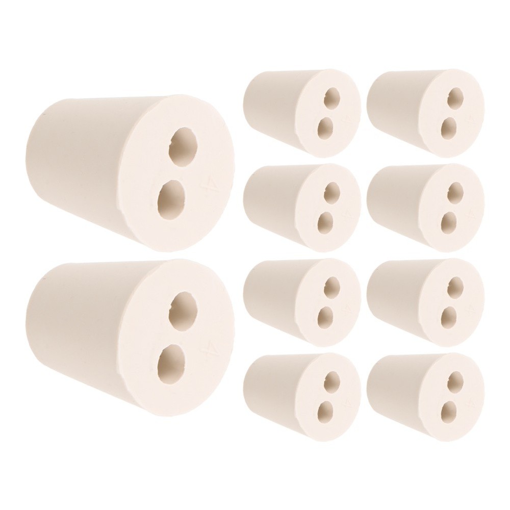 10 Pcs Rubber Experimental Stopper Bottle with Hole Stoppers Plugs