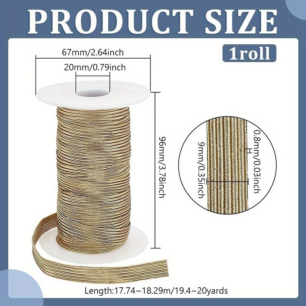 1roll 20 Yards Polyester Elastic Cords with Glitter Powder Flat9mm