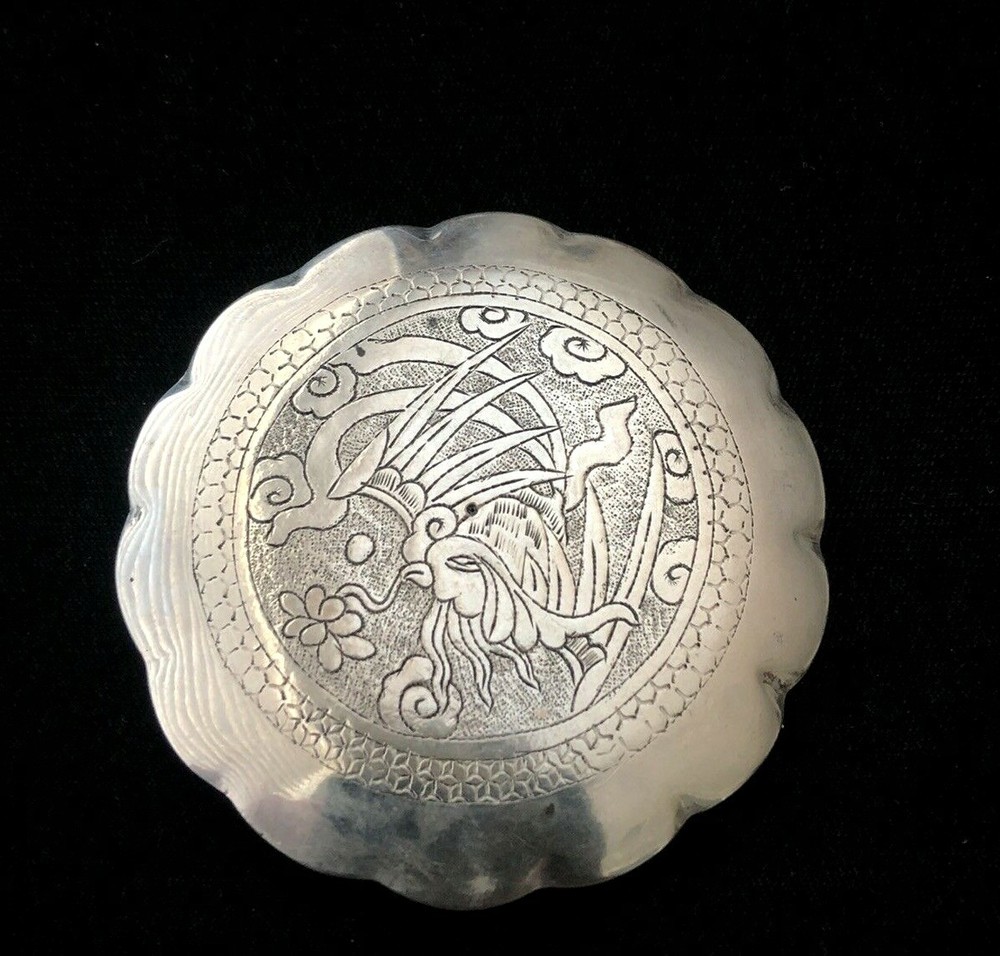 Vintage Sterling Silver Chinese Powder Compact Case