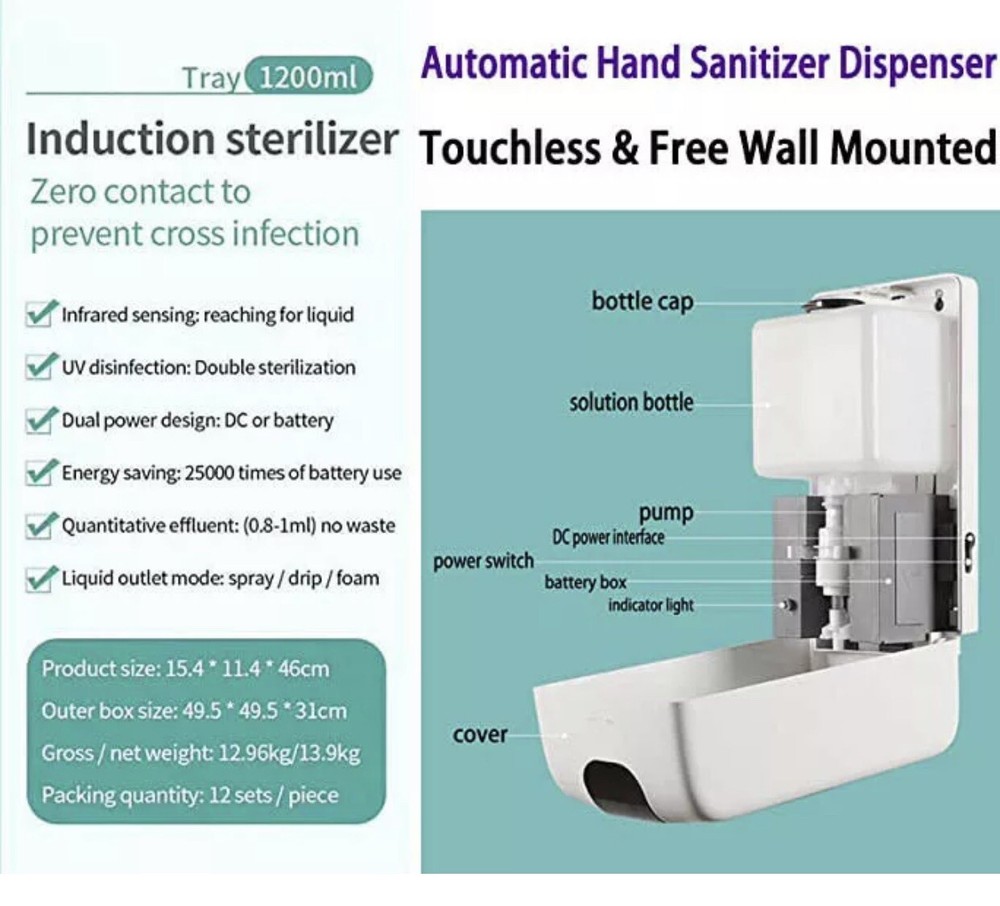Automatic Dispenser Sanitizer Hands Touchless Gel Soap Dispenser 1000ML