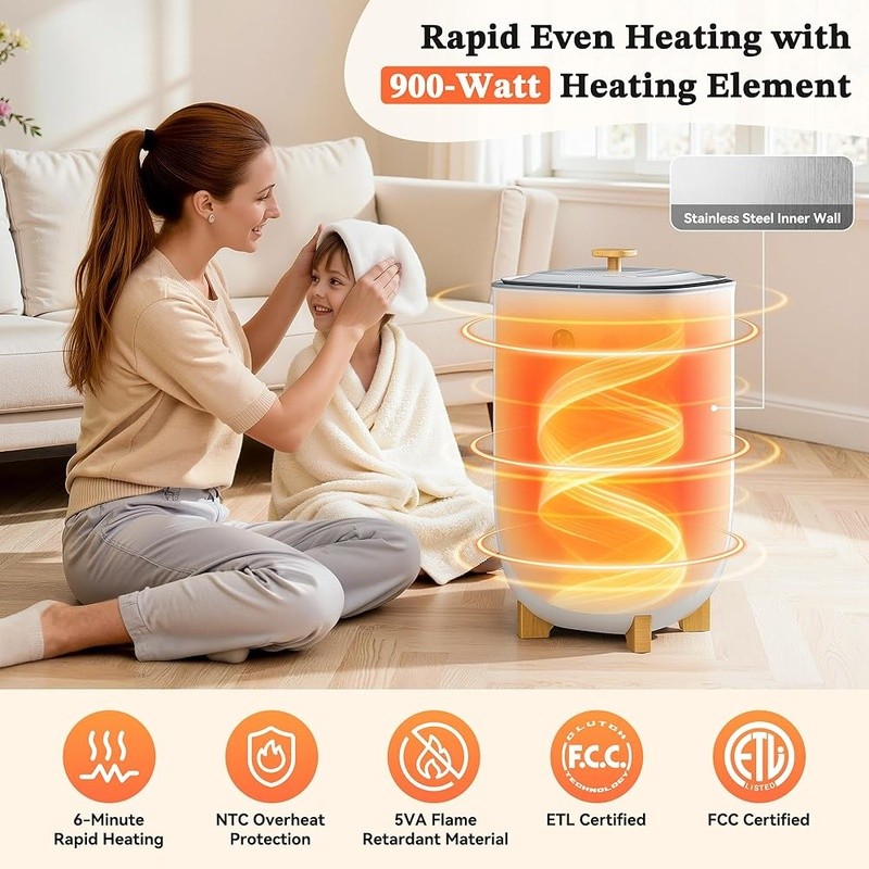 Towel Warmer & Dryer W/ Ventilation Multiple Time Settings Aromatherapy Holder
