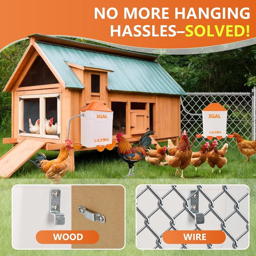 Automatic Chicken Waterer,Float-Controlled Large Watering System with Stainless