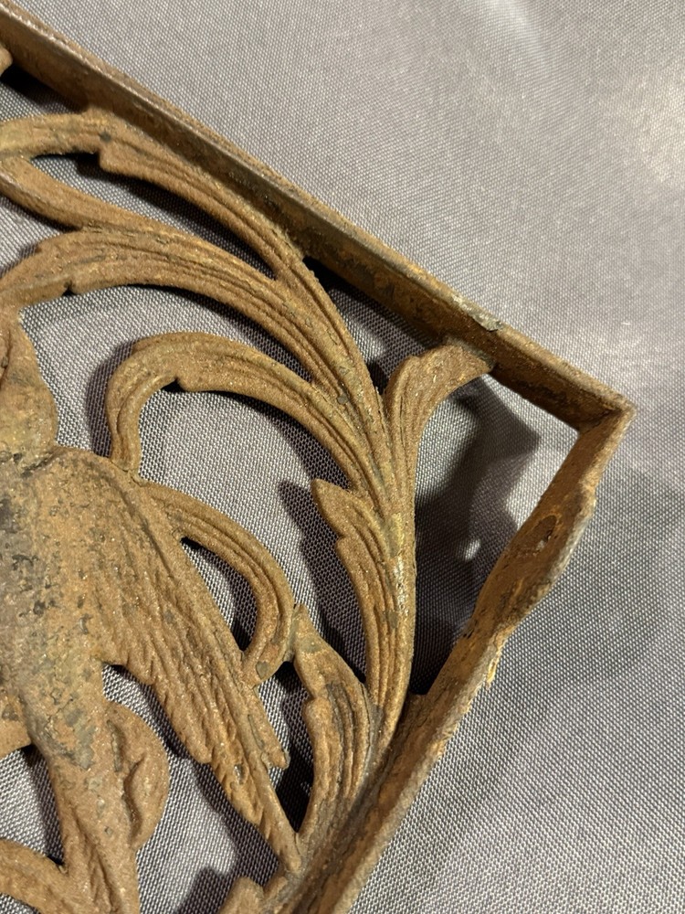 Antique Salvage Cast Iron Shelf Bracket w/ Bird & Vine