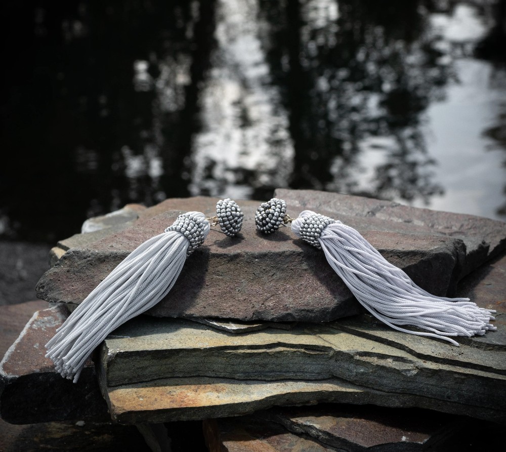 Seedbead Silver Fringe Earring