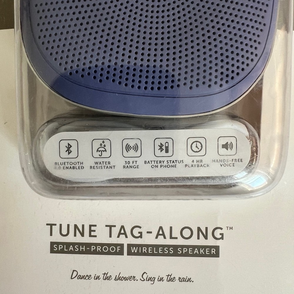 Tech Candy Tune Tag-Along Bluetooth Wireless Speaker Purple – Splash-Proof, New
