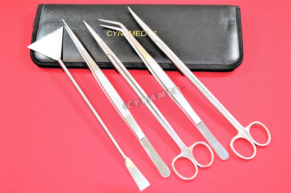 GERMAN FISH AQUARIUM CLEANING KIT STAINLESS 5PCS WITH POUCH BASIC TOOLS