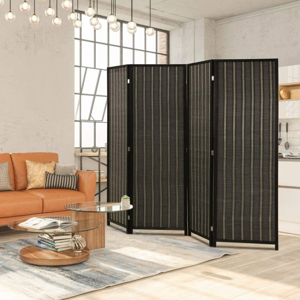 4 Panel Room Divider Privacy Screen Folding Bamboo Room Wall Seperating Divider