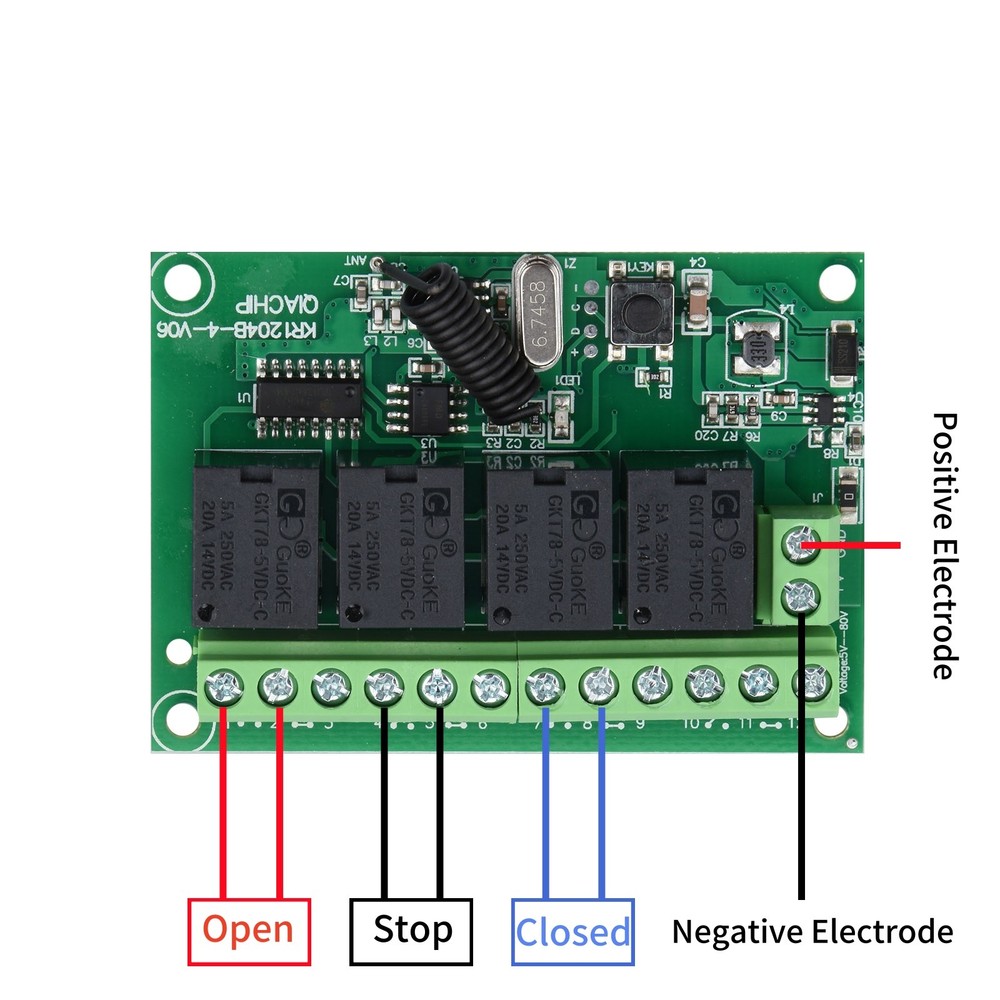 DC 4CH Channel Wireless RF Remote Control Relay Switch With 2 Receiver
