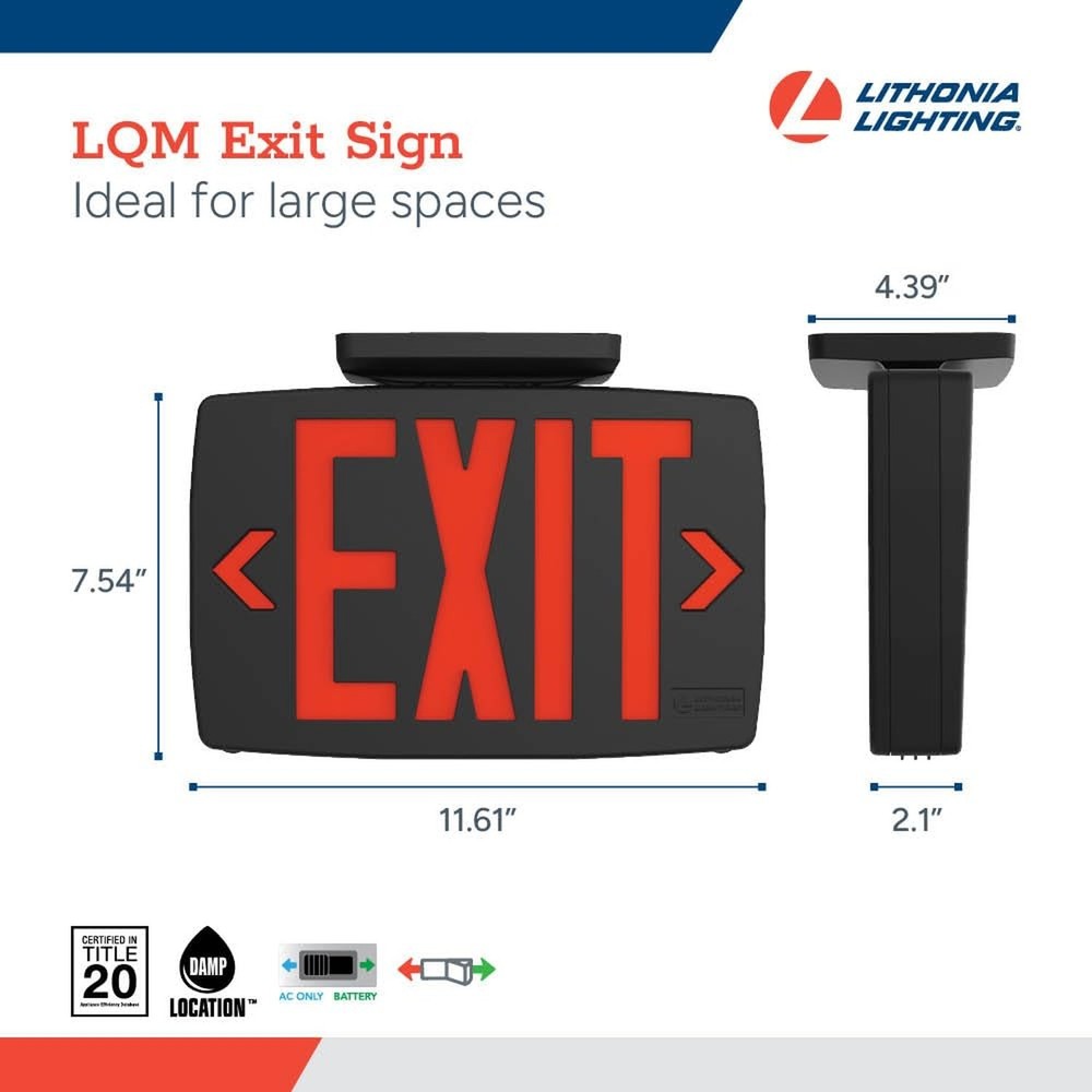 Lithonia Lighting Quantum LED Exit Sign, Dual Sided Emergency Exit Sign, Sele...