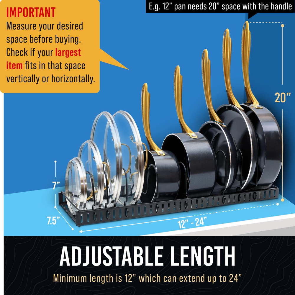 Bakeware Pots and Pans Organizer under Cabinet, 10 Adjustable Compartments Cooki