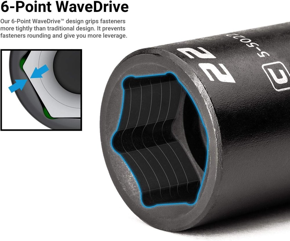 Capri Tools 3/8 in.Drive Shallow,Semi-Deep & Deep Impact Socket Set,SAE,36-Piece