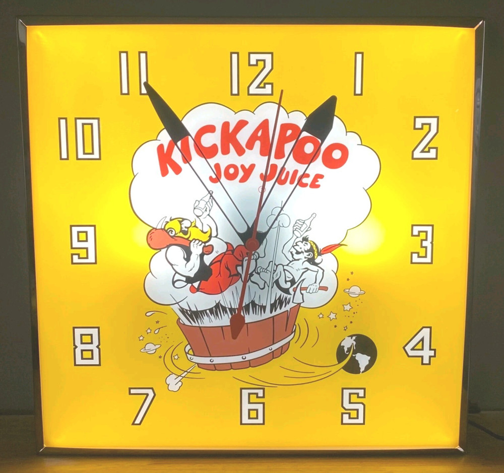 Kickapoo Joy Juice Lighted Soda Advertising Clock Li'l Abner Dogpatch Al Capp
