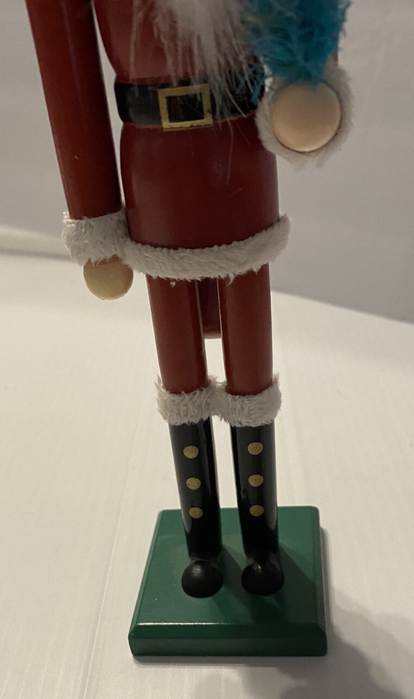 9" Wood Santa Nutcracker Figurine Christmas Tree EUC