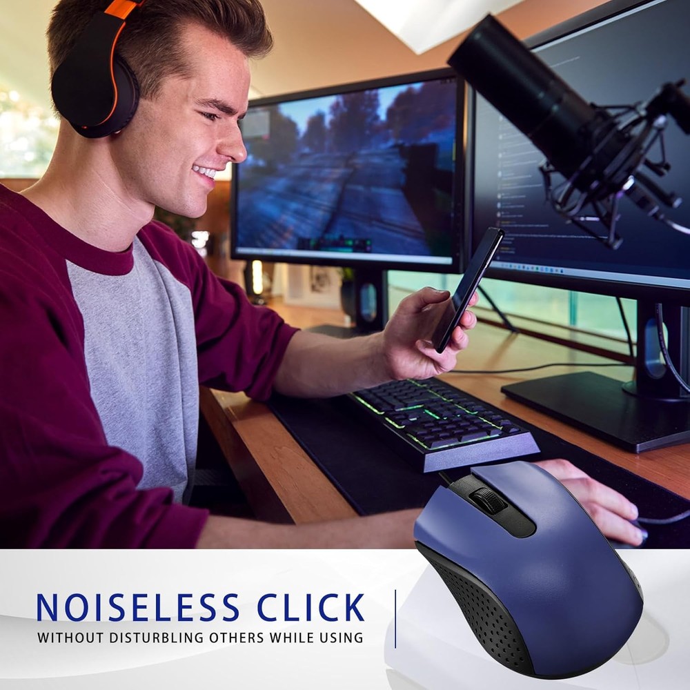 30 Pcs USB Wired Mouse Computer 3 Button Mice Bulk Corded for Blue