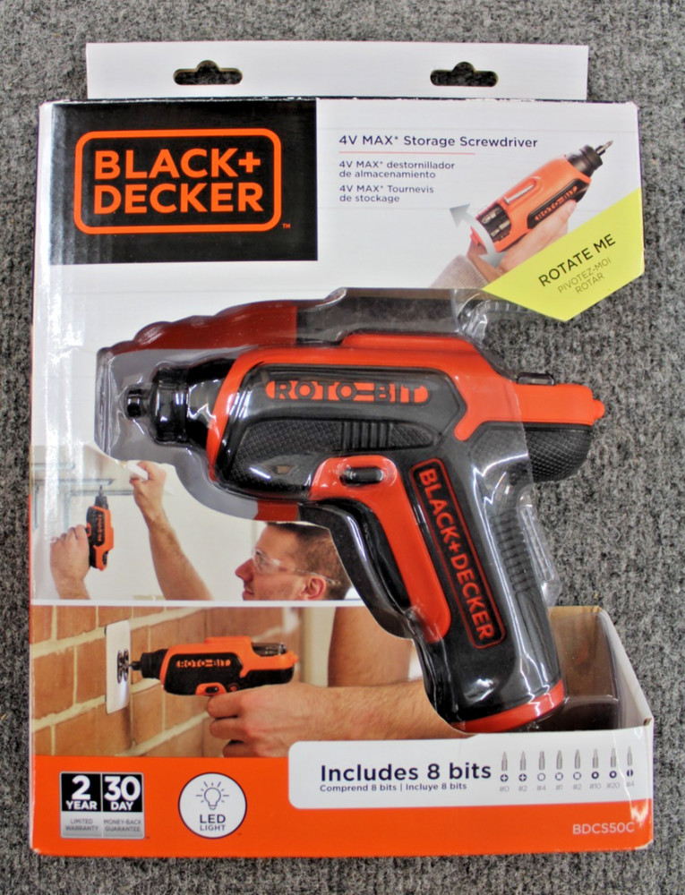 Black + Decker Roto-Bit 4V Max Storage Screwdriver (New- Open Box)