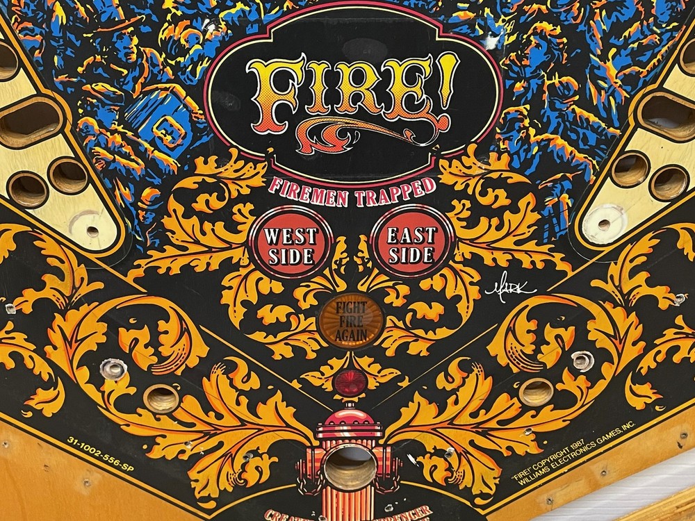 Williams Fire! Pinball Machine Game Playfield ORIGINAL