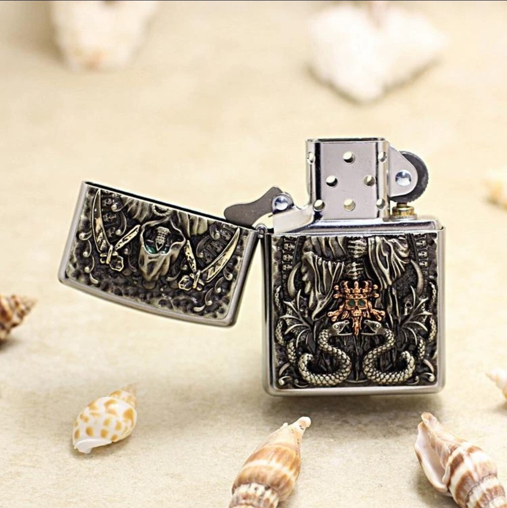 New Zippo oil Lighter skeleton Silver with box