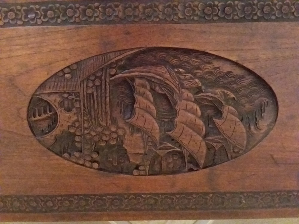 Vintage Carved Cedar Chest Trunk