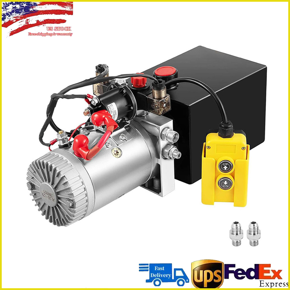 8 Quart Double Acting Hydraulic Pump Dump Trailer 12V DC Unit Pack Power Unit
