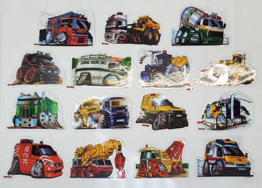 Vending machine stickers Hardworkin Trucks KoolArt Complete set 1-15 2004