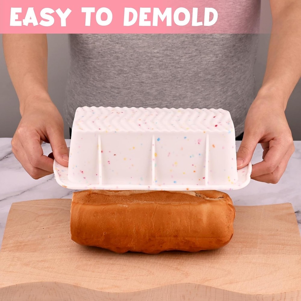 2 Pack Nonstick Silicone Loaf Molds - Easy Release Rectangle Baking Pans