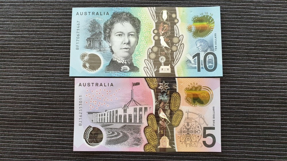 AUSTRALIA $10 & $5 SET OF 2 NEXT GENERATION UNC BANKNOTES