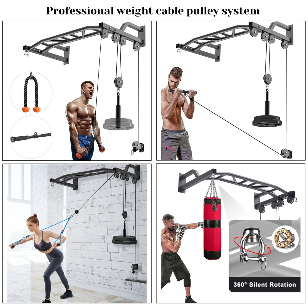 SELEWARE 48 Heavy Duty Pull Up Bar Wall Mount Multi-function Chin up Bar with...