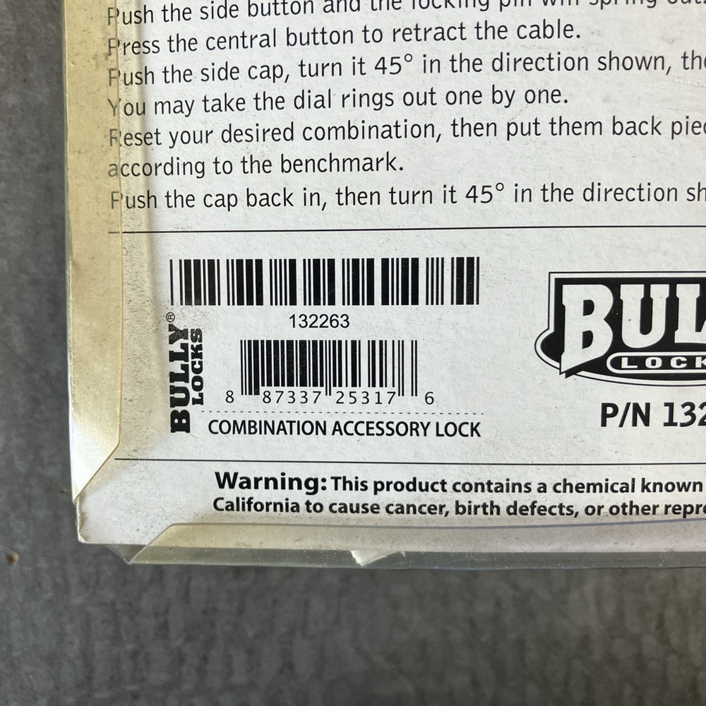 Bully Locks Retracting Combo Accessory Lock Black 132263