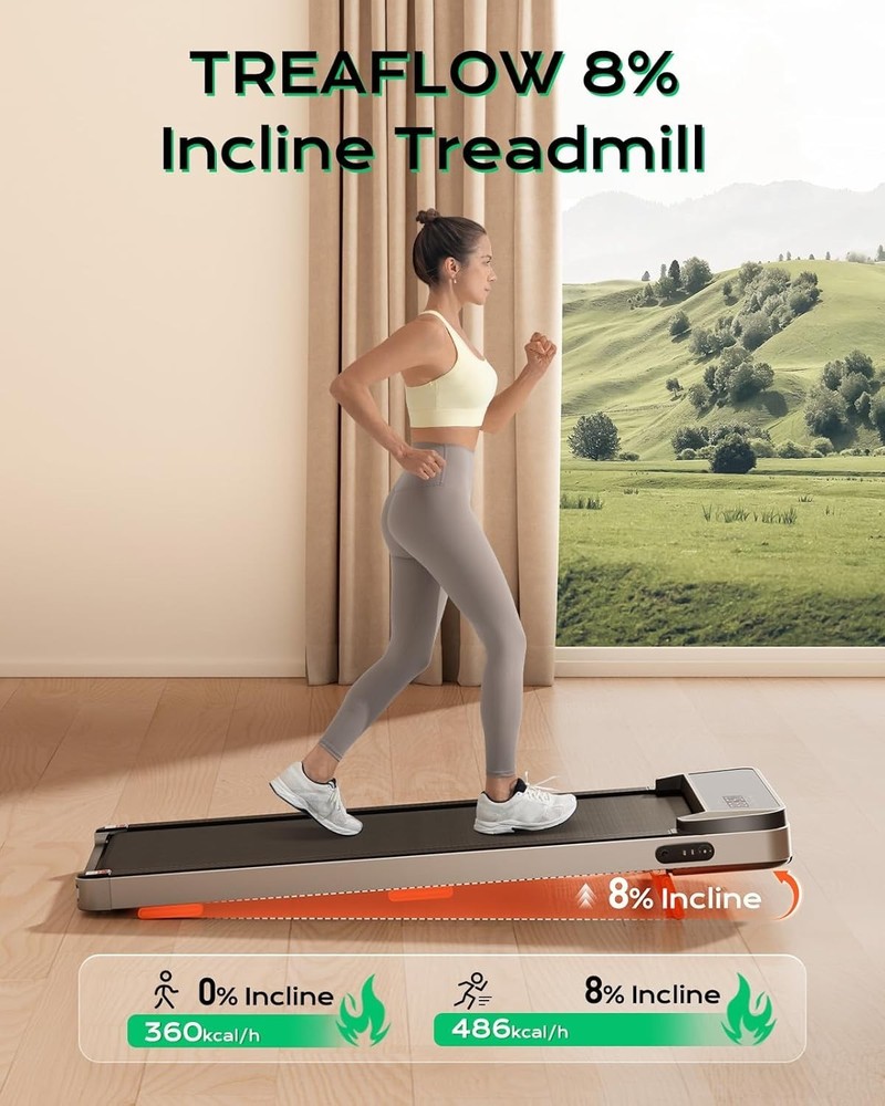 Compact Walking Treadmill with Shock Absorption & Remote Control for Home Office