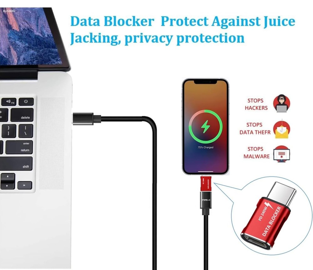 Data Blocker, 4-in-1 Universal USB Protection from Illegal red