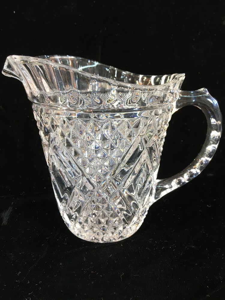 FTD 1985 Small Crystal Glass Pitcher Diamonf Pattern