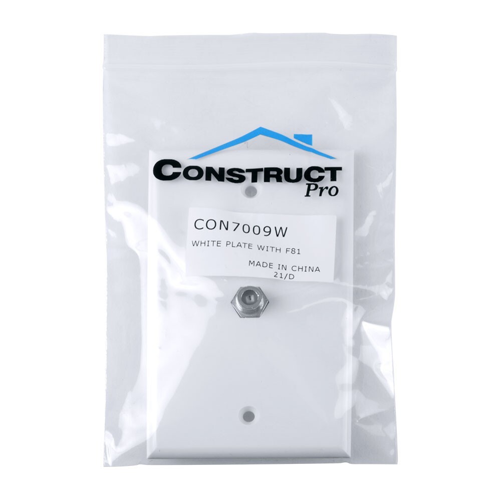 Construct Pro Wall Plate with Single F-81 Connector (White)