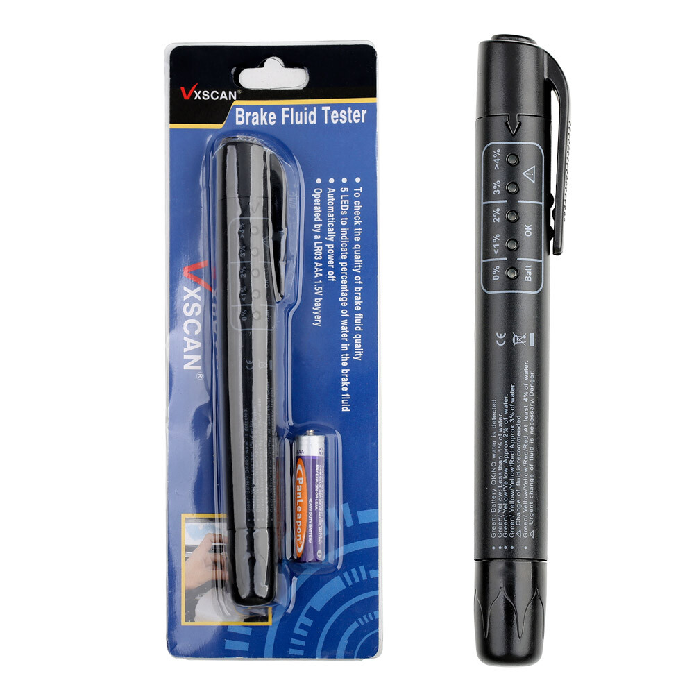 Brake Fluid Liquid Oil Tester Pen 5 LED Indicator Auto Testing Tool For DOT/DOT4
