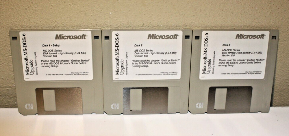 Microsoft MS-DOS 6.0 Upgrade  3.5"  Floppy Boot Disks -  (disk 1, 2, and 3)
