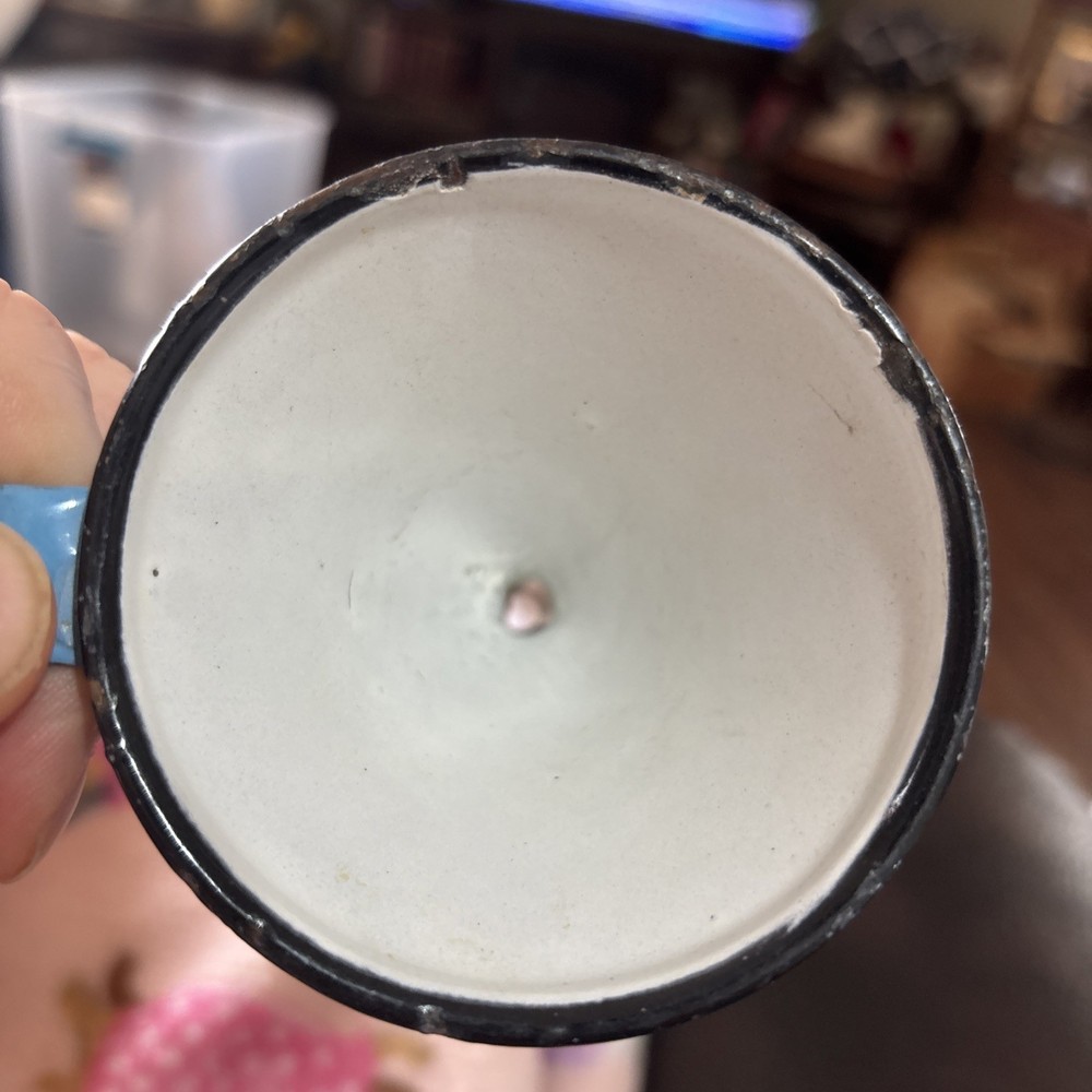 VINTAGE Blue Eggshell Funnel With Handle. SMALL CUTE SEE PHOTOS