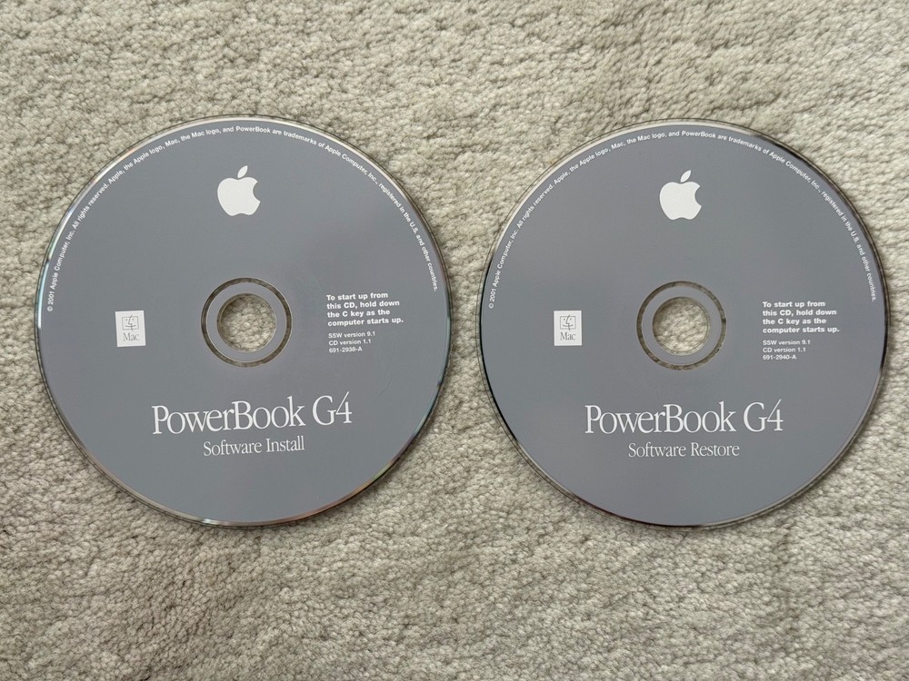 Apple Powerbook G4 Software Install Disc  w/ Restore Disk / Mac OS v 9.1
