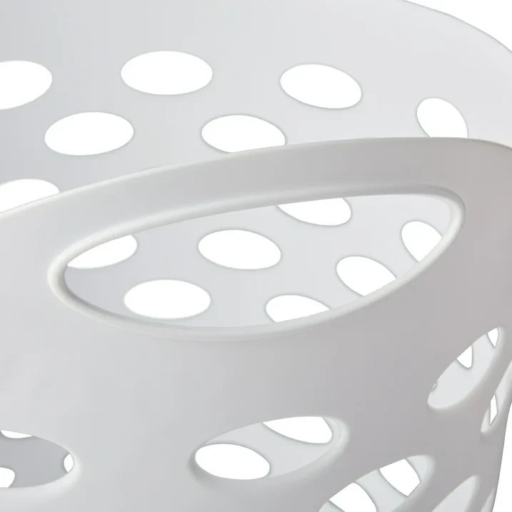 (3 pack) Mainstays Plastic Round Laundry Hamper, White, with Carrying Handles
