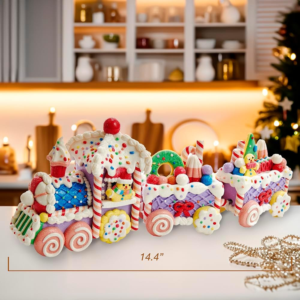 Kurt Adler 14.4-Inch Claydough Train Set D‚Cor, Multi