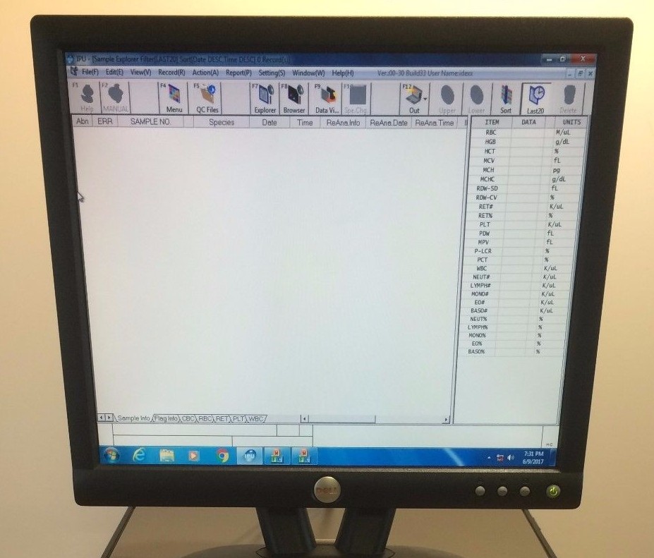 SYSMEX Information Processing Unit IPU: XS-1000i Hematology Analyzer PC Station