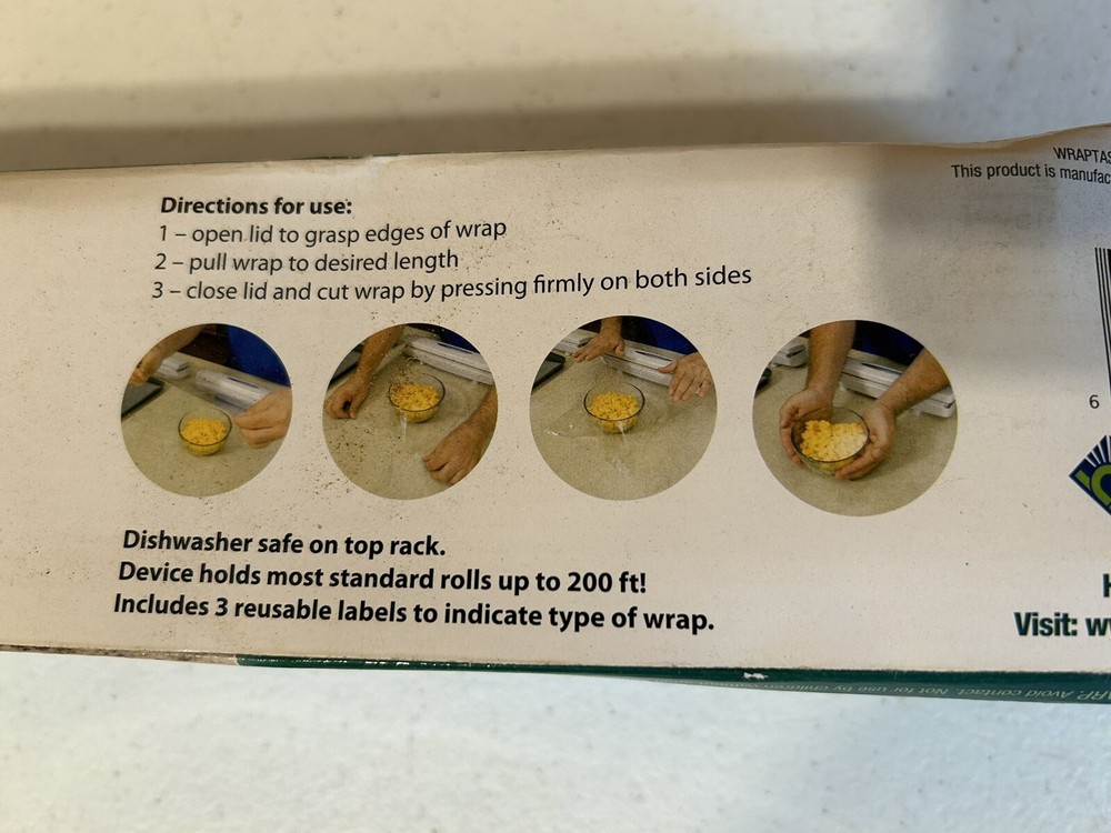 WRAPTASTIC Plastic Wrap Dispenser Pull, Press- As Seen on TV unused F1